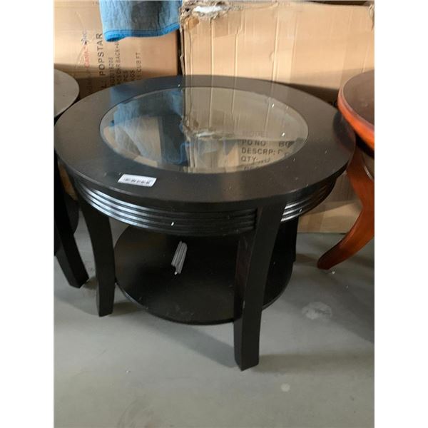 Beveled Glass Insert Black round Side Table