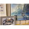 Image 2 : 2 FRAMED BOAT SCENERY ARTWORK PIECES & 1 FRAMED FISHING TACKLE ARTWORK