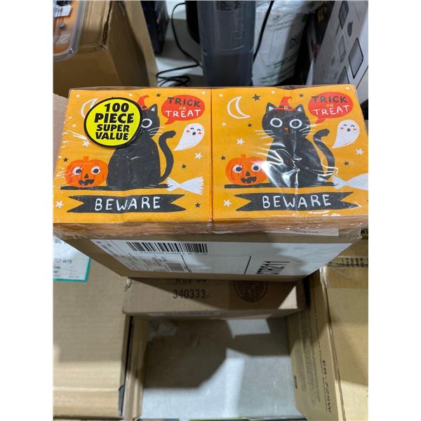 100 Piece Halloween Cat Napkins - 6 Packs per Box