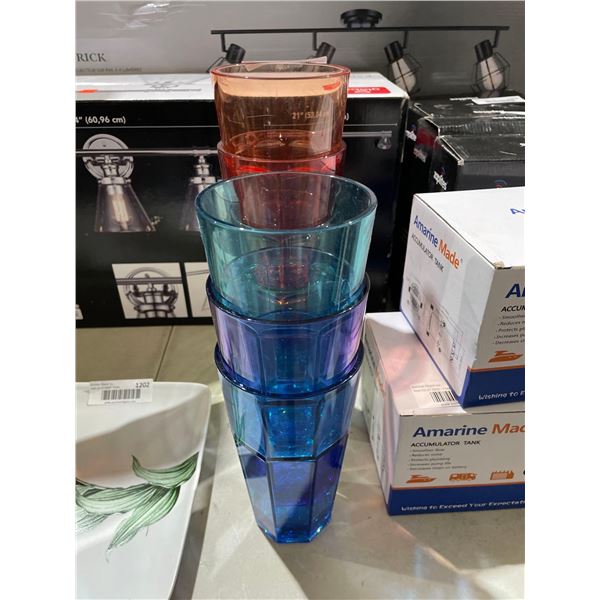 Multi Colour 7" Tall Plastic Cups - Lot of 7