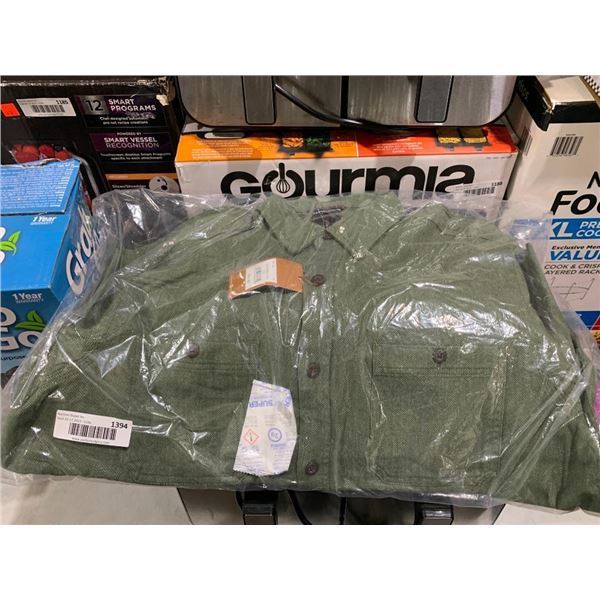 Denver Hayes Long Sleeve Button Up Mens Shirt Olive Size Large