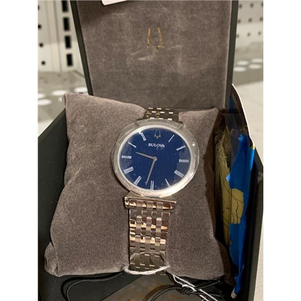 Bulova Men's Watch with blue Clock face & Silber Band