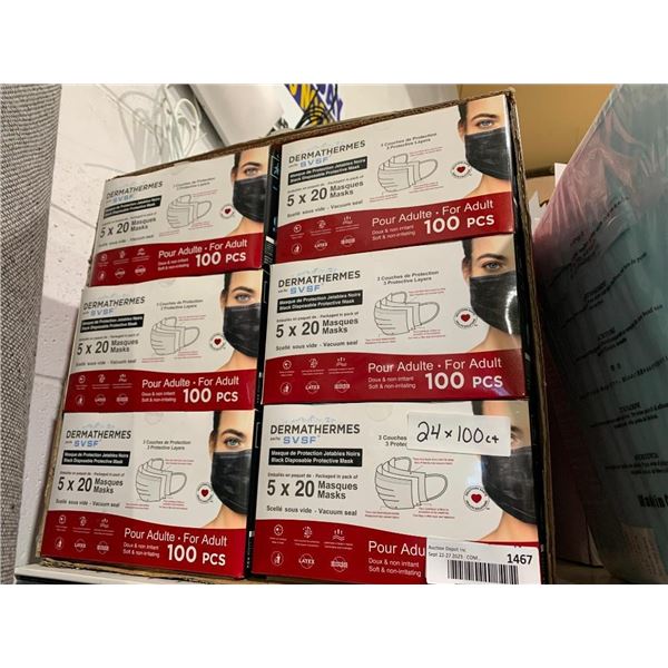 Dermathermes SVSF Black Disposable Protective Mask - Lot of 24 x 100pcs