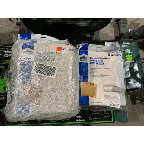 Project Source Disposable Filter Bags, Fits most 15-22 gal vacuum brands - 6 Lots of 3