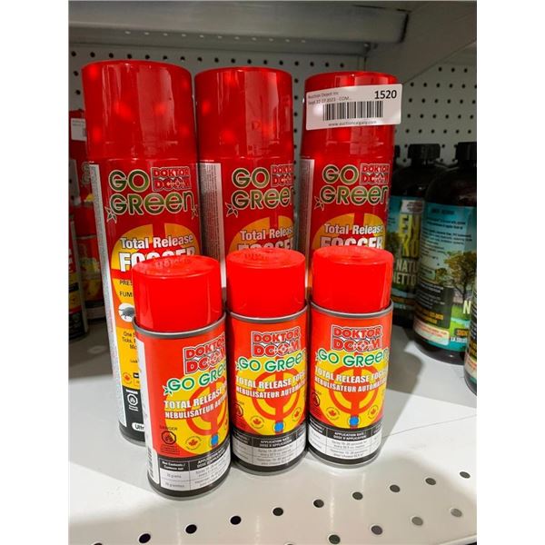 Doctor Doom Go Green, Total Release Fogger, Lot of 6 Assorted Sizes