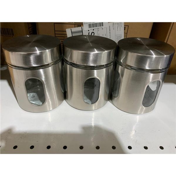 3 Piece Glass Canister with Stainless Steel, 10x10x12cm