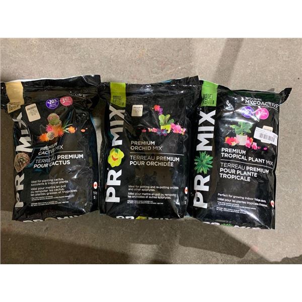 Lot of 3 x 1Kg Bags of  Assorted Potting Substrate, Tropical, Orchid & Cactus mixes