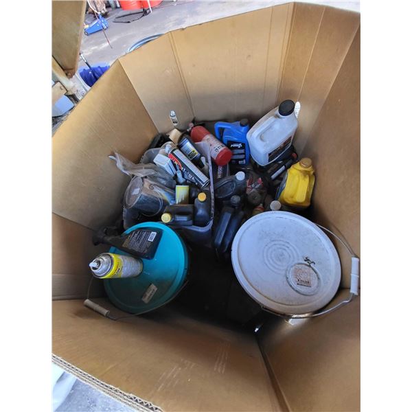 Bulk Lot of Assorted Shop Supplies, Oil, Laquer, Industrial Floor Cleaner Etc.