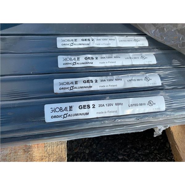 Global Trac, Black "Track Lighting" Track with Accessories and Lights  Lot of 8 140" Black Tracks  L