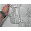 Image 2 : VINTAGE ETCHED GLASS WATER JUG WITH MATCHING WATER GLASSES AND GOBLETS