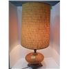 Image 1 : MID CENTURY AMBER CRACKLE GLASS LAMP WITH TALL SHADE