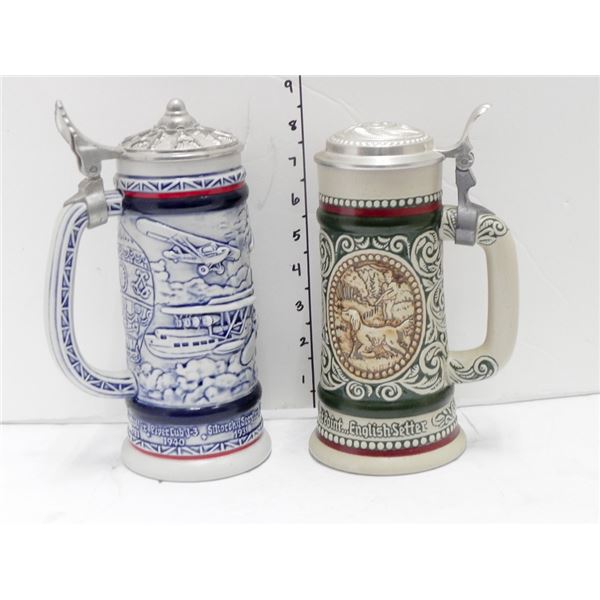 STUNNING LOT OF 2 TALL AVON BEER STEINS LOT 1