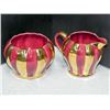 Image 1 : VINTAGE 1940S SUDLOW BURSLEM GOLD AND BURGUNDY CREAMER AND SUGAR SET