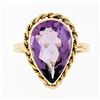 Image 4 : Handmade Vintage 14K Yellow Gold 5.50 ctw Pear Amethyst Ring w/ Twisted Wire Fra