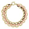 Image 1 : Retro Vintage 14k Rose Green Gold Wide Ball & Flat Cable Link 6" Chain Bracelet