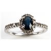 Image 1 : 10K WHITE GOLD SAPPHIRE DIAMOND HALO RING