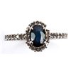 Image 2 : 10K WHITE GOLD SAPPHIRE DIAMOND HALO RING