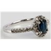 Image 7 : 10K WHITE GOLD SAPPHIRE DIAMOND HALO RING