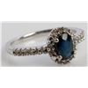 Image 8 : 10K WHITE GOLD SAPPHIRE DIAMOND HALO RING