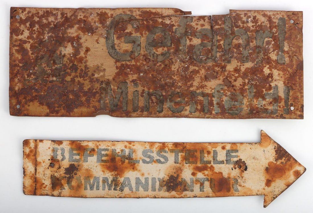 Reich Sign 2 WWII GERMAN REICH MINEFIELD TRENCH SIGNS