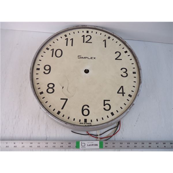 Made in Canada Simplex Store Clock-Missing Arms and Glass