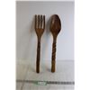 Image 1 : (2) Wooden Cutlery Decorations - Each 22" Long