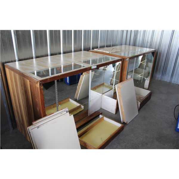 ** ( 2) Wooden Store Display Cabinets - Each Measures 29" x 49" x 34 3/4" Tall