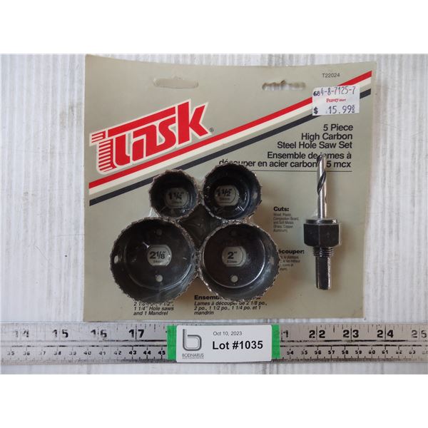 (5) Piece High carbon Steel Hole Saw Set -new