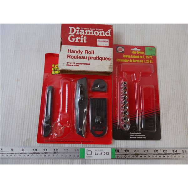Diamond Grit Sandpaper and (2) incomplete sets of tool/hardware