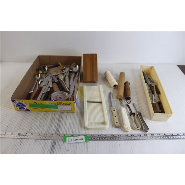 Assorted Cutlery, Knife Block, Misc.