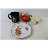 Image 4 : Banff Glass - Vase - Cup - Plate - Tomato Creamer Dish - Vintage Ceramic Ashtray (chipped)