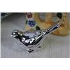 Image 2 : Gravy Boat - (2) Vintage Bird Vases - Salt & Pepper Shakers - Silver Bird