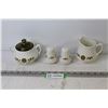 Image 1 : Wedgewood Gold Medallion Set - Sugar Bowl - Creamer - Salt & Pepper Shakers