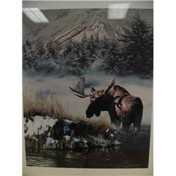 Signed and Numbered Print Image Size 26" x 20 1/2" by Rod Fredrick 1986 1313/1500 "Northern Lights"