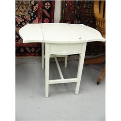 Drop-leaf White End Table