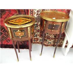 Two (2) Inlaid Night Stands with Brass Edges