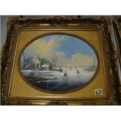 Original Oil Signed Tolden? Dutch Skating Scene