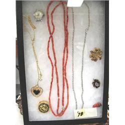 Coral Necklace & assorted estate jewelry - (74)