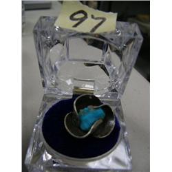 Turquoise & silver ring - (74)