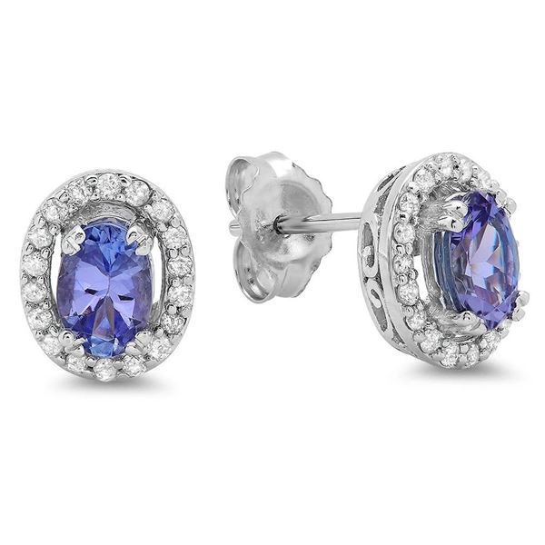 0.93ct Tanzanite 14 K White Gold Earrings