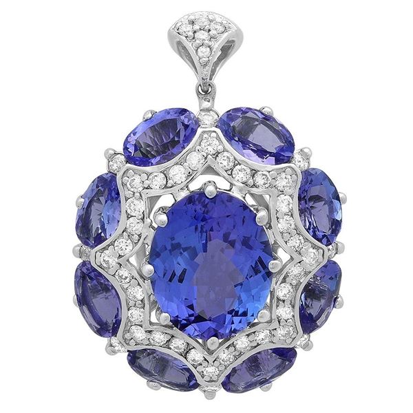 7.47ct Tanzanite 14 K White Gold Pendant