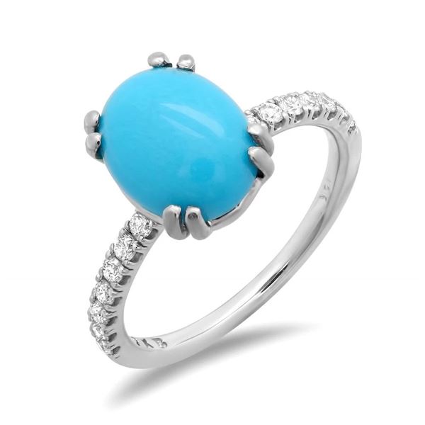 2.21ct Turquoise 14 K White  Gold Ring