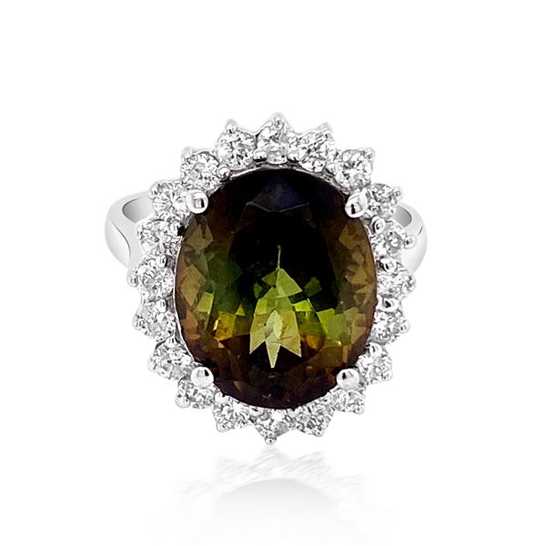 7.80CT NATURAL TOURMALINE 14K WHITE GOLD RING