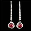 Image 1 : 14k Gold 6.00ct Ruby 3.30ct Diamond Earrings