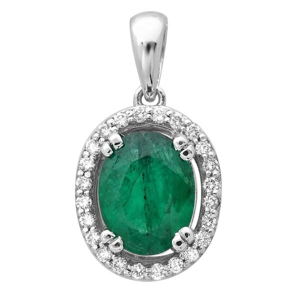 1.57ct Emerald 14 K White Gold Pendant