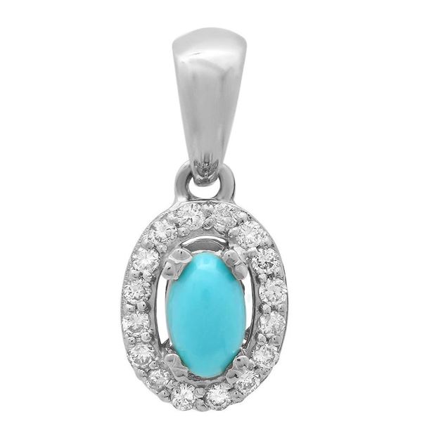 0.15ct Turquoise 14 K White Gold Pendant