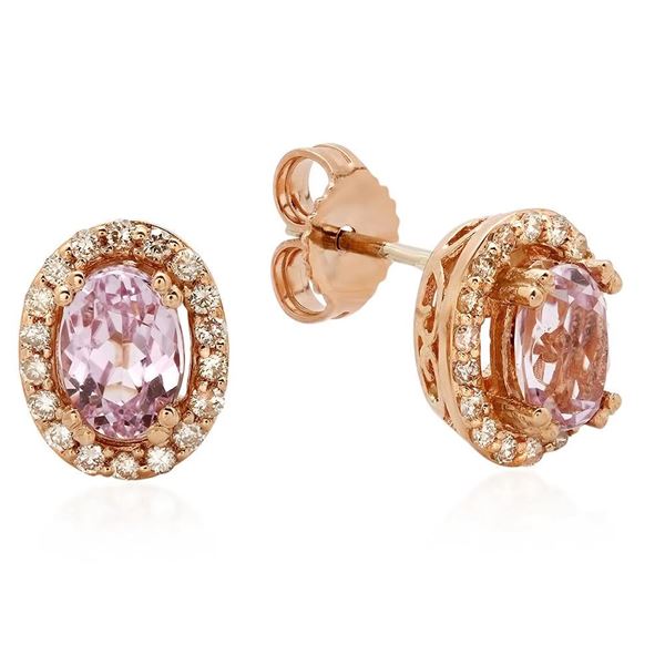 1.36ct Kunzite 14 K Rose Gold Earrings