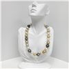 Image 1 : 14-15 South Sea White and Golden and Tahitian Round Pearl Necklace with Gold Clasp