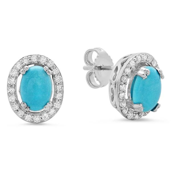 1.45ct Turquoise 14 K White Gold Earrings