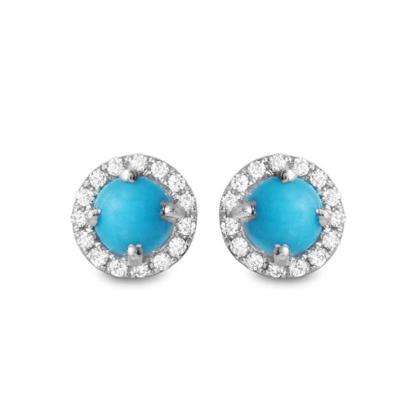 1.08ct Turquoise 14 K White Gold Earrings